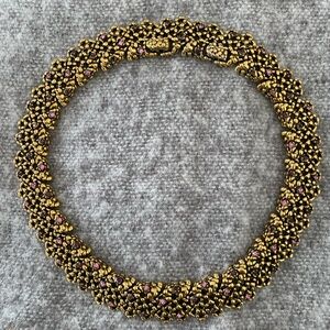 Vintage D’Orlan chunky Gold with Pink and Purple Stones Women's Necklace